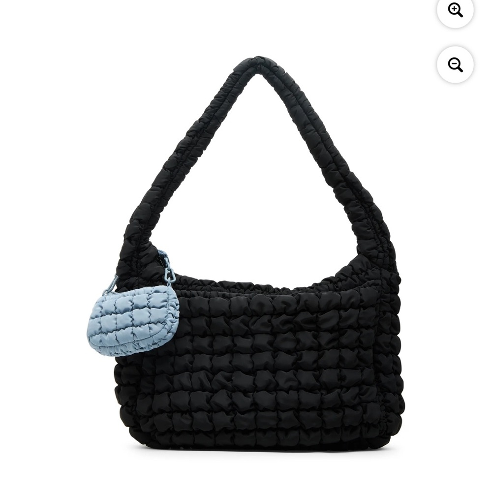 Quilted Puffy Hobo Black Shoulder Carryall Bag NWT - Picture 10 of 15